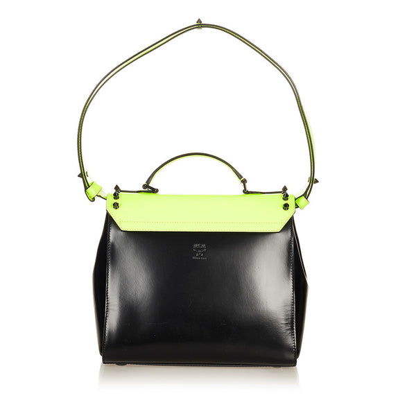 エム シー エム ハンドバッグ ショルダーバッグ 2WAY イエロー ブラック レザー レディース MCM 【中古】
