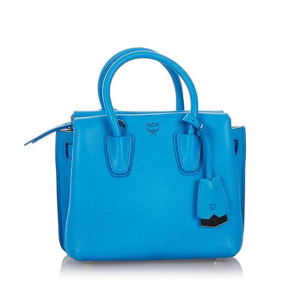 エム シー エム ブルー レザー ハンドバッグ ショルダーバッグ 2way レディース MCM 【中古】