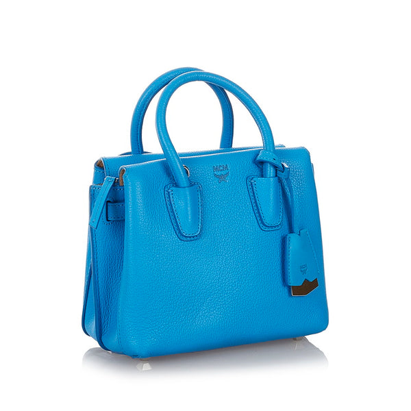 エム シー エム ブルー レザー ハンドバッグ ショルダーバッグ 2way レディース MCM 【中古】