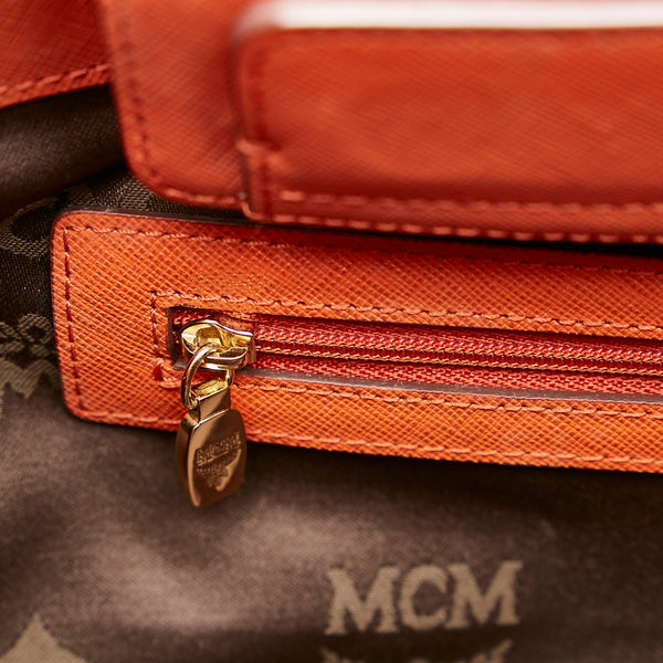 エム シー エム オレンジ レザー ハンドバッグ ショルダーバッグ 2WAY レディース MCM 【中古】