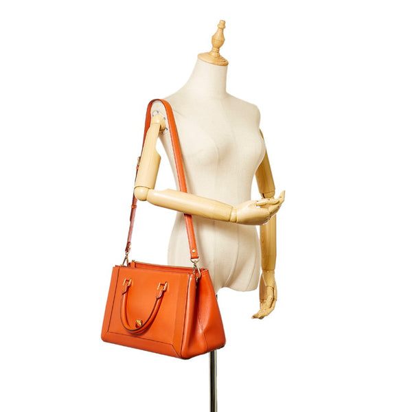 エム シー エム オレンジ レザー ハンドバッグ ショルダーバッグ 2WAY レディース MCM 【中古】