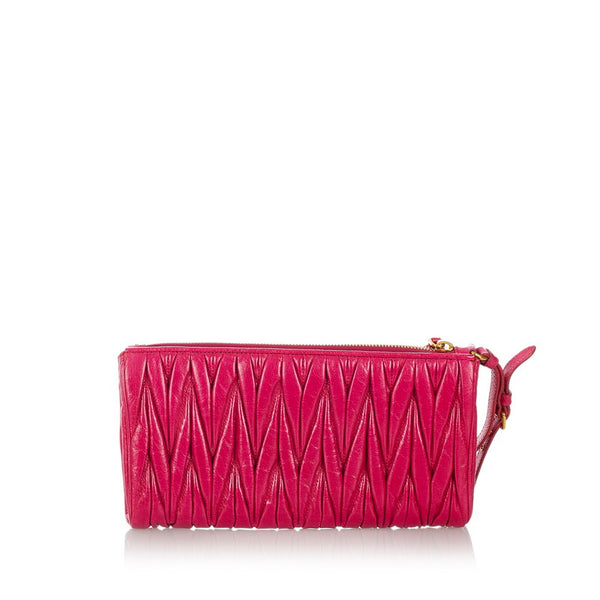 ミュウミュウ マテラッセ クラッチバッグ ピンク レザー レディース MIUMIU 【中古】