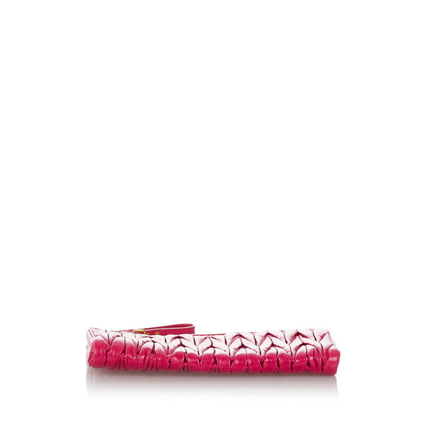 ミュウミュウ マテラッセ クラッチバッグ ピンク レザー レディース MIUMIU 【中古】