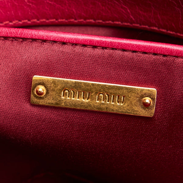 ミュウミュウ マテラッセ クラッチバッグ ピンク レザー レディース MIUMIU 【中古】