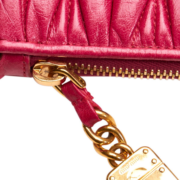 ミュウミュウ マテラッセ クラッチバッグ ピンク レザー レディース MIUMIU 【中古】