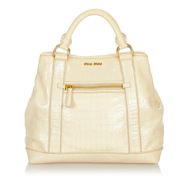 ミュウミュウ ハンドバッグ ショルダーバッグ 2WAY ベージュ パテントレザー レディース MIUMIU 【中古】