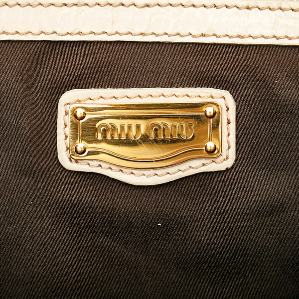 ミュウミュウ ハンドバッグ ショルダーバッグ 2WAY ベージュ パテントレザー レディース MIUMIU 【中古】