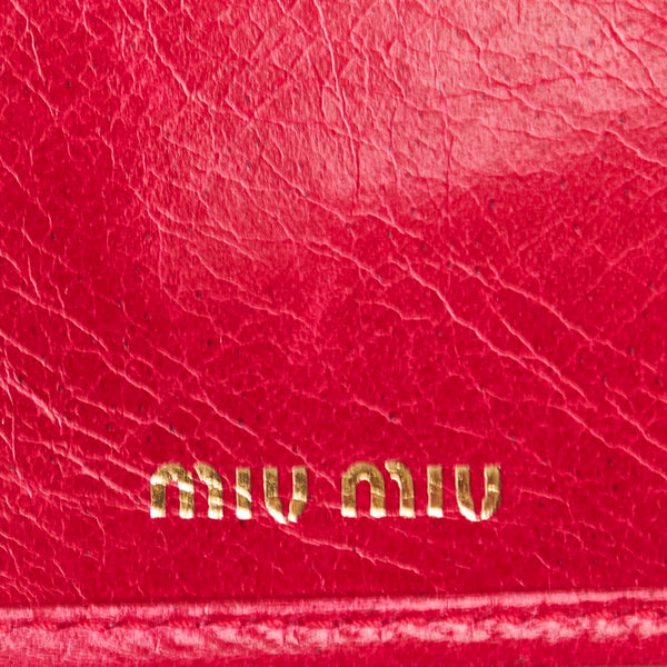 ミュウミュウ マテラッセ ピンク レザー 三つ折り財布 レディース MIUMIU 【中古】