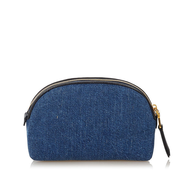 ミュウミュウ ポーチ ブルー デニム レディース MIUMIU 【中古】