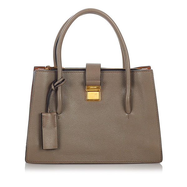 ミュウミュウ ハンドバッグ ショルダーバッグ 2WAY グレー レザー レディース MIUMIU 【中古】