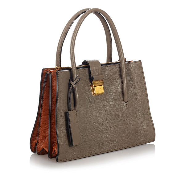 ミュウミュウ ハンドバッグ ショルダーバッグ 2WAY グレー レザー レディース MIUMIU 【中古】