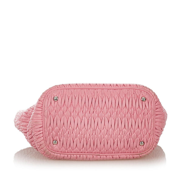 ミュウミュウ マテラッセ ナッパクリスタル ピンク レザー ハンドバッグ ショルダーバッグ 2WAY レディース MIUMIU 【中古】