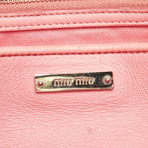 ミュウミュウ マテラッセ ナッパクリスタル ピンク レザー ハンドバッグ ショルダーバッグ 2WAY レディース MIUMIU 【中古】
