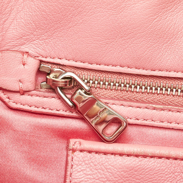 ミュウミュウ マテラッセ ナッパクリスタル ピンク レザー ハンドバッグ ショルダーバッグ 2WAY レディース MIUMIU 【中古】