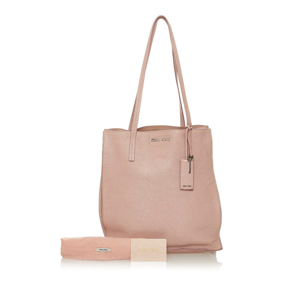 ミュウミュウ マドラス RR2012 ピンク レザー トートバッグ レディース MIUMIU 【中古】