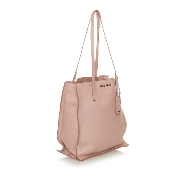 ミュウミュウ マドラス RR2012 ピンク レザー トートバッグ レディース MIUMIU 【中古】