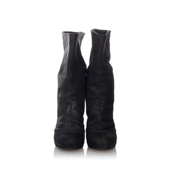 プラダ チャンキーヒール ブラック レザー ブーツ レディース PRADA 【中古】