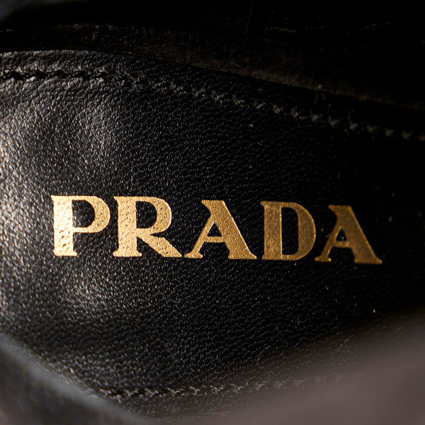 プラダ チャンキーヒール ブラック レザー ブーツ レディース PRADA 【中古】