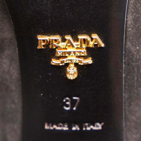 プラダ チャンキーヒール ブラック レザー ブーツ レディース PRADA 【中古】