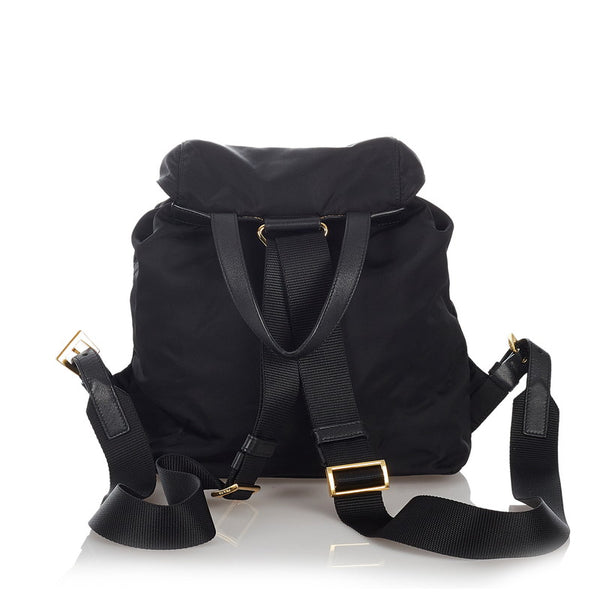 プラダ ブラック ナイロン レザー リュック バックパック レディース PRADA 【中古】