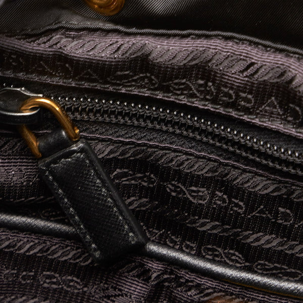 プラダ ブラック ナイロン レザー リュック バックパック レディース PRADA 【中古】