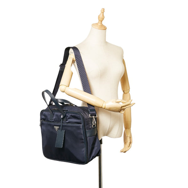 プラダ 2VE407 ネイビー ナイロン ビジネスバッグ ショルダーバッグ 2WAY メンズ PRADA 【中古】