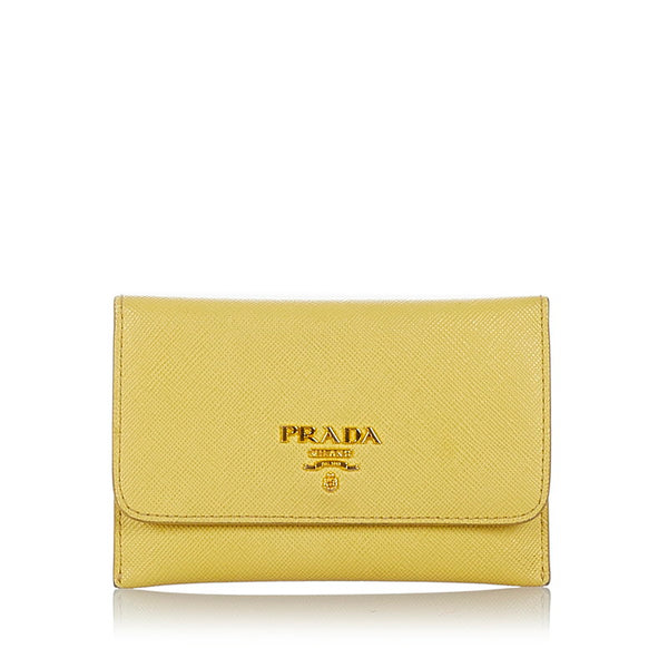 プラダ イエロー サフィアーノ カードケース レディース PRADA 【中古】