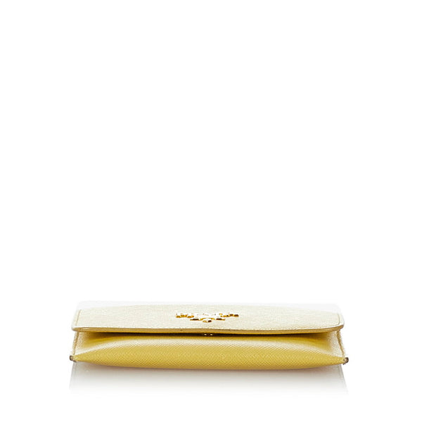 プラダ イエロー サフィアーノ カードケース レディース PRADA 【中古】