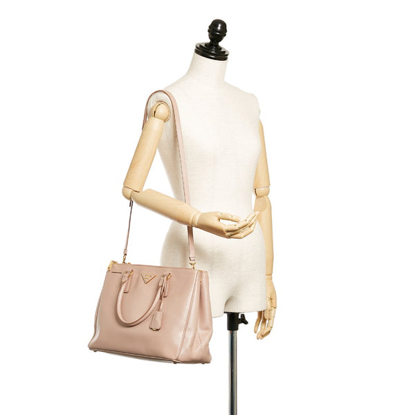 プラダ サフィアーノ ピンクベージュ レザー ハンドバッグ ショルダーバッグ 2WAY レディース PRADA 【中古】