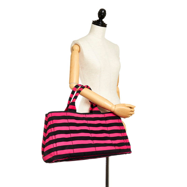 プラダ カナパ ピンク キャンバス ハンドバッグ レディース PRADA 【中古】