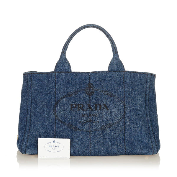 プラダ カナパ B2642B ブルー デニム ハンドバッグ ショルダーバッグ 2WAY レディース PRADA 【中古】