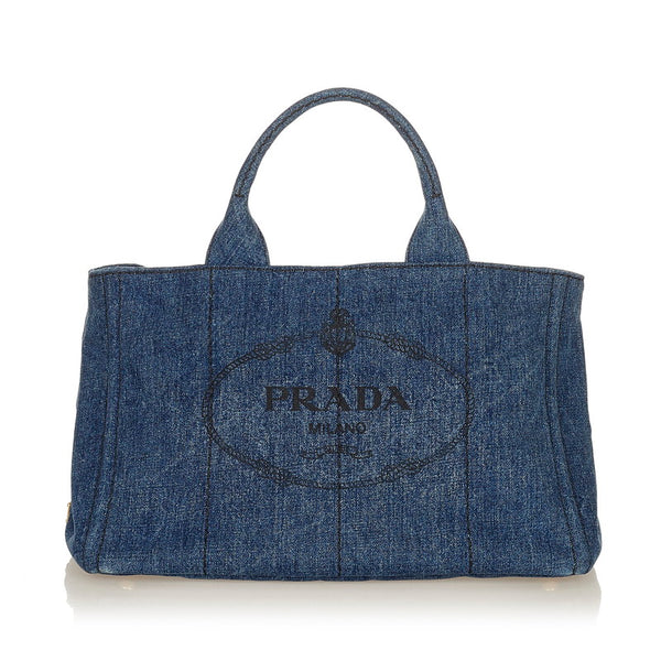 プラダ カナパ B2642B ブルー デニム ハンドバッグ ショルダーバッグ 2WAY レディース PRADA 【中古】