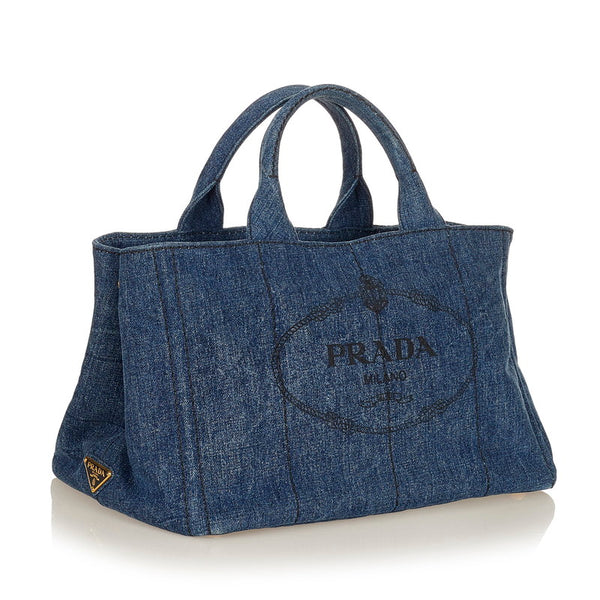 プラダ カナパ B2642B ブルー デニム ハンドバッグ ショルダーバッグ 2WAY レディース PRADA 【中古】