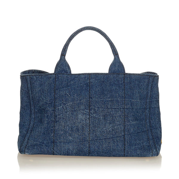 プラダ カナパ B2642B ブルー デニム ハンドバッグ ショルダーバッグ 2WAY レディース PRADA 【中古】