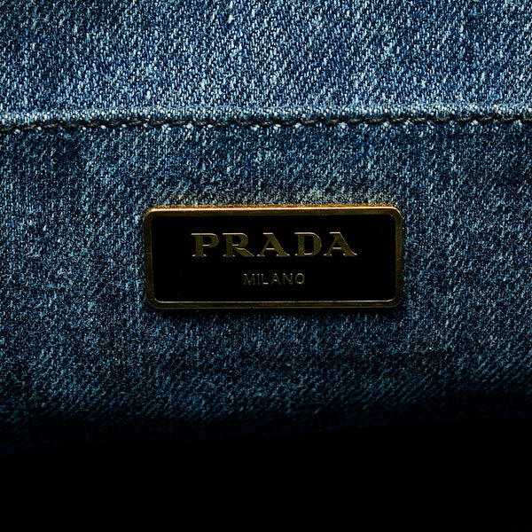 プラダ カナパ B2642B ブルー デニム ハンドバッグ ショルダーバッグ 2WAY レディース PRADA 【中古】