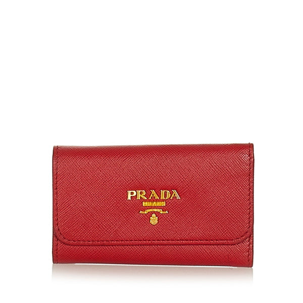 プラダ 6連 レッド レザー サフィアーノ キーケース レディース PRADA 【中古】