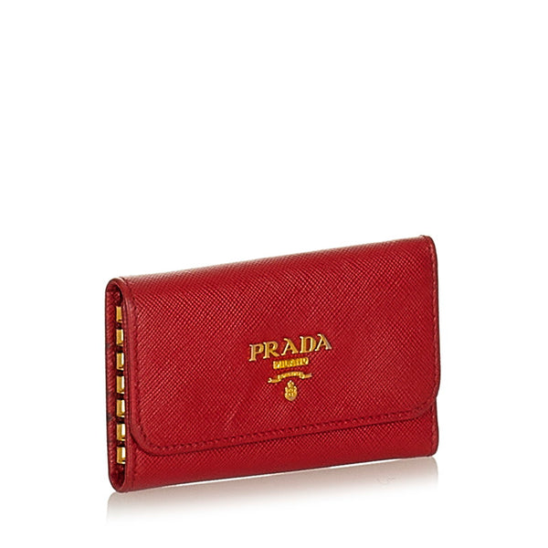 プラダ 6連 レッド レザー サフィアーノ キーケース レディース PRADA 【中古】