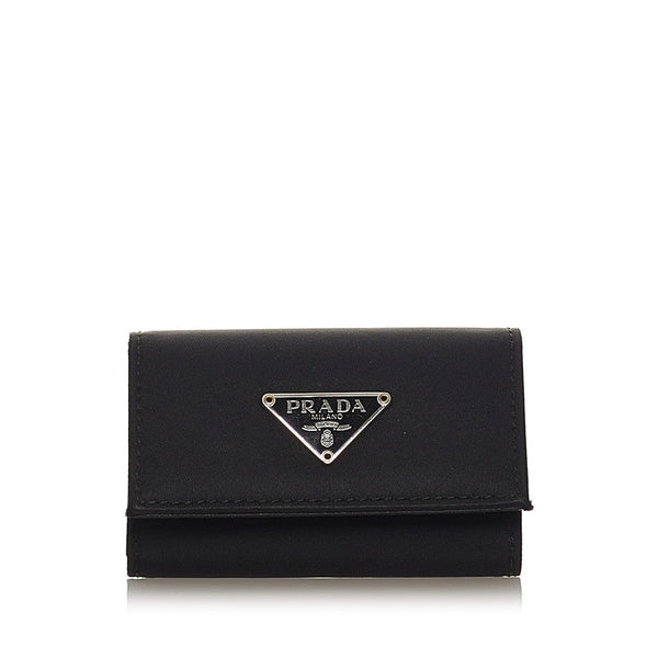 プラダ M222 ブラック ナイロン レザー キーケース レディース PRADA 【中古】