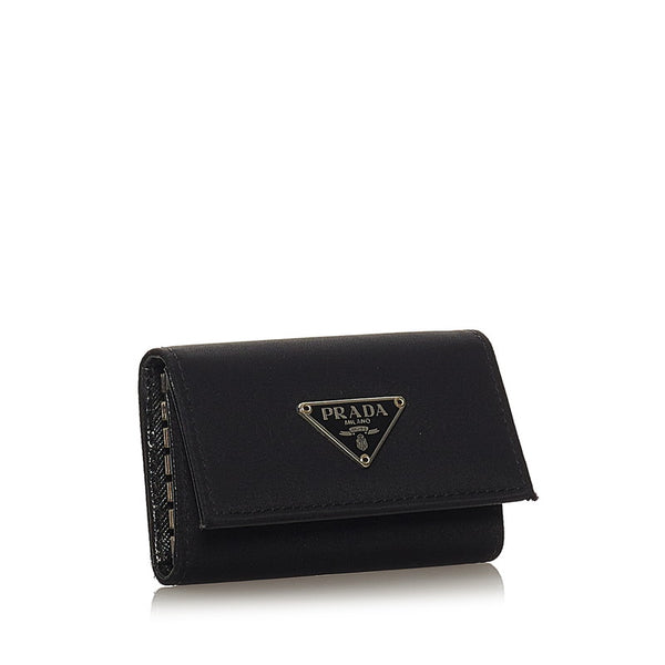 プラダ M222 ブラック ナイロン レザー キーケース レディース PRADA 【中古】