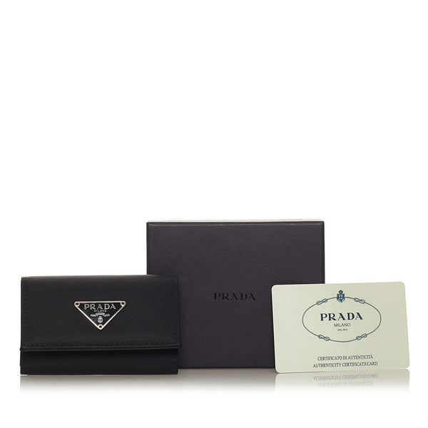 プラダ M222 ブラック ナイロン レザー キーケース レディース PRADA 【中古】