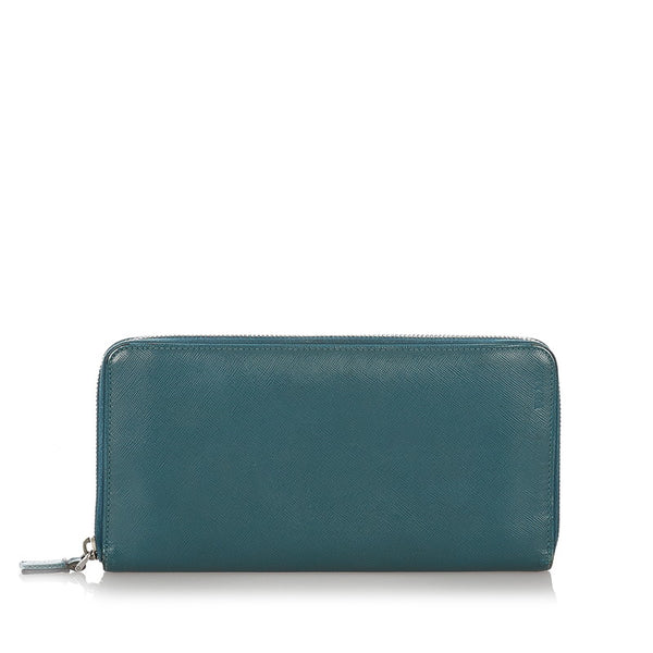 プラダ ラウンドファスナー 長財布 2M1220 グリーン レザー メンズ PRADA 【中古】
