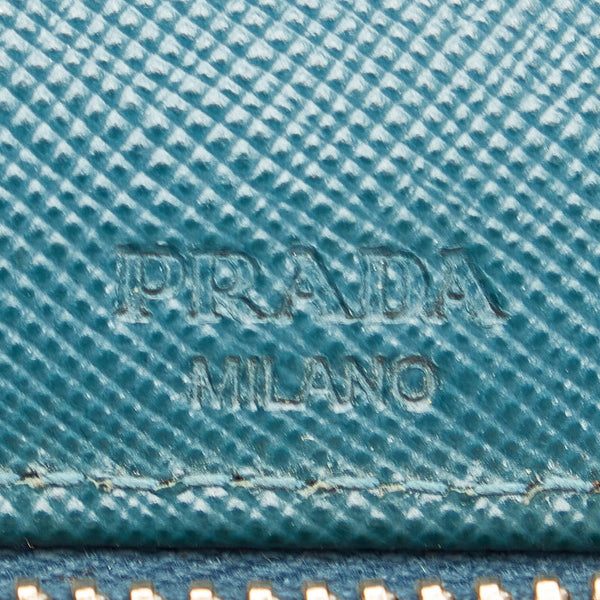 プラダ ラウンドファスナー 長財布 2M1220 グリーン レザー メンズ PRADA 【中古】