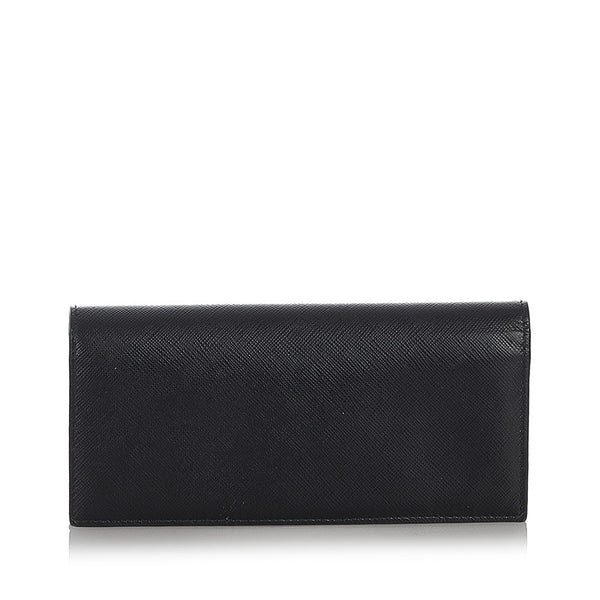 プラダ サフィアーノ ブラック レザー 長財布 メンズ PRADA 【中古】