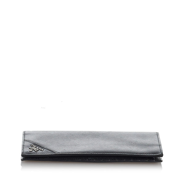 プラダ サフィアーノ ブラック レザー 長財布 メンズ PRADA 【中古】
