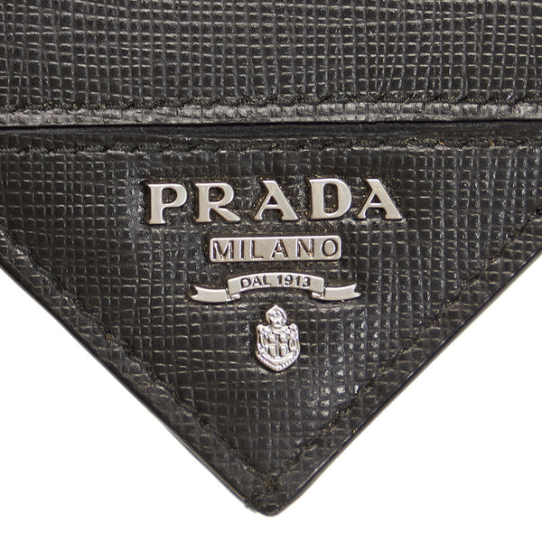 プラダ サフィアーノ ブラック レザー 長財布 メンズ PRADA 【中古】
