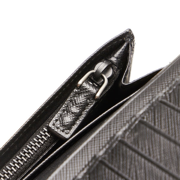 プラダ サフィアーノ ブラック レザー 長財布 メンズ PRADA 【中古】
