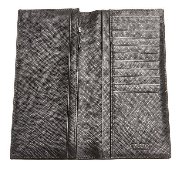 プラダ サフィアーノ ブラック レザー 長財布 メンズ PRADA 【中古】