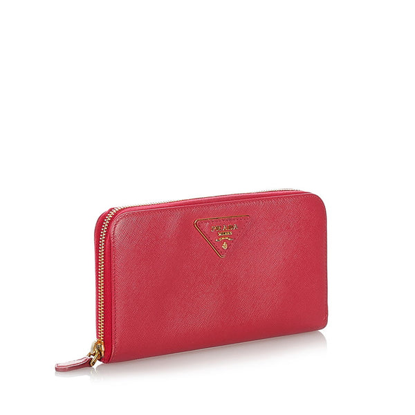 プラダ ラウンドファスナー 長財布 1M0506 ピンク レザー サフィアーノ レディース PRADA 【中古】