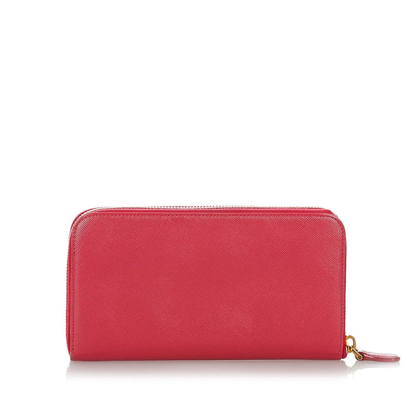 プラダ ラウンドファスナー 長財布 1M0506 ピンク レザー サフィアーノ レディース PRADA 【中古】