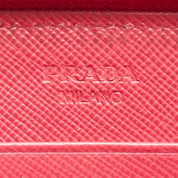 プラダ ラウンドファスナー 長財布 1M0506 ピンク レザー サフィアーノ レディース PRADA 【中古】